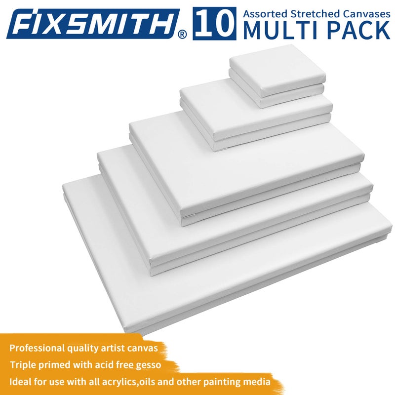 FIXSMITH Stretched Canvas for Painting- 10 Pack Multisize 4x4,5x7,8x10,9x12,11x14 (2 of Each),100% Cotton,Primed,for Acrylic,Oil,Other Wet or Dry Art Media,for Artists,Kids,Beginners and More. - Image 3